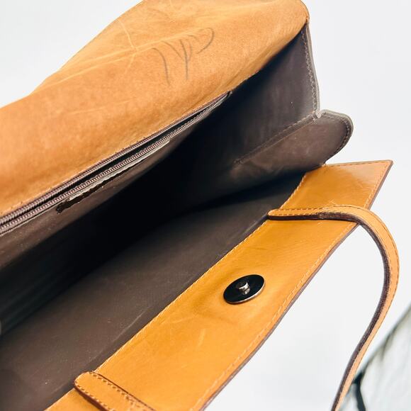 Vintage 90s Fangalitti Caramel Yellow Leather Classic Structured Purse - Picture 6 of 7